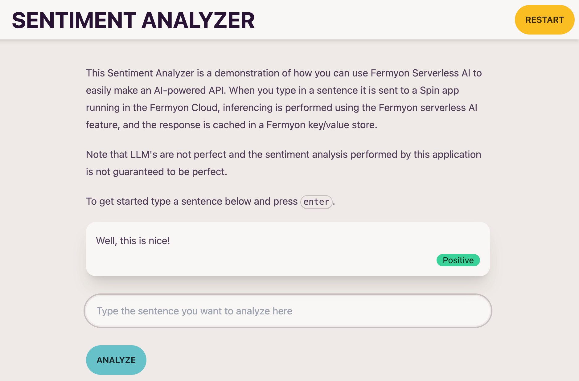 Sentiment Analysis User Interface Sentiment Analysis With Serverless AI | Spin Docs